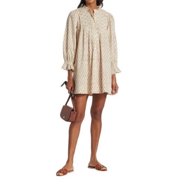 Doen Dulcie Dress Spring Elderberry Floral Long Sleeve Mini Medium Cream Cotton - Picture 11 of 11